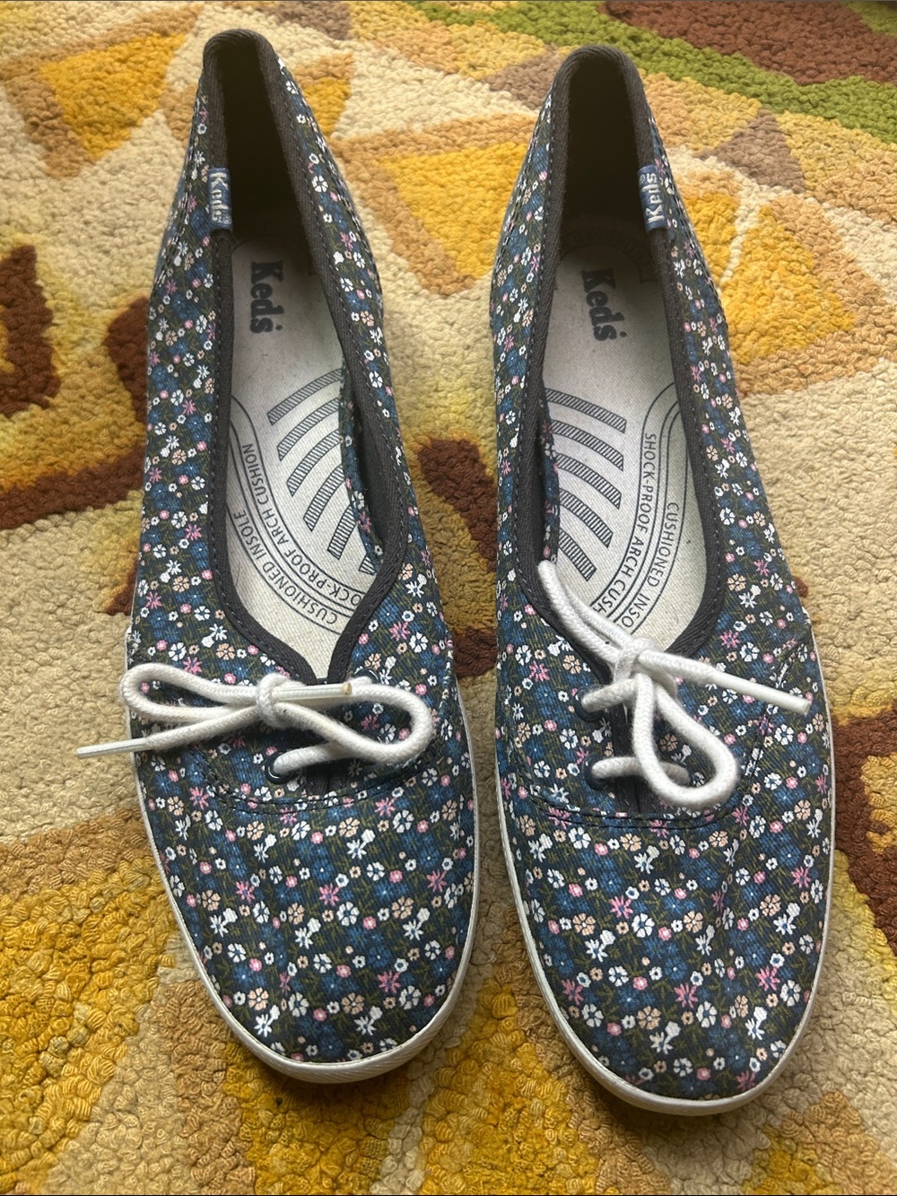 Keds Navy Blue Floral Canvas Lace-Up Sneakers